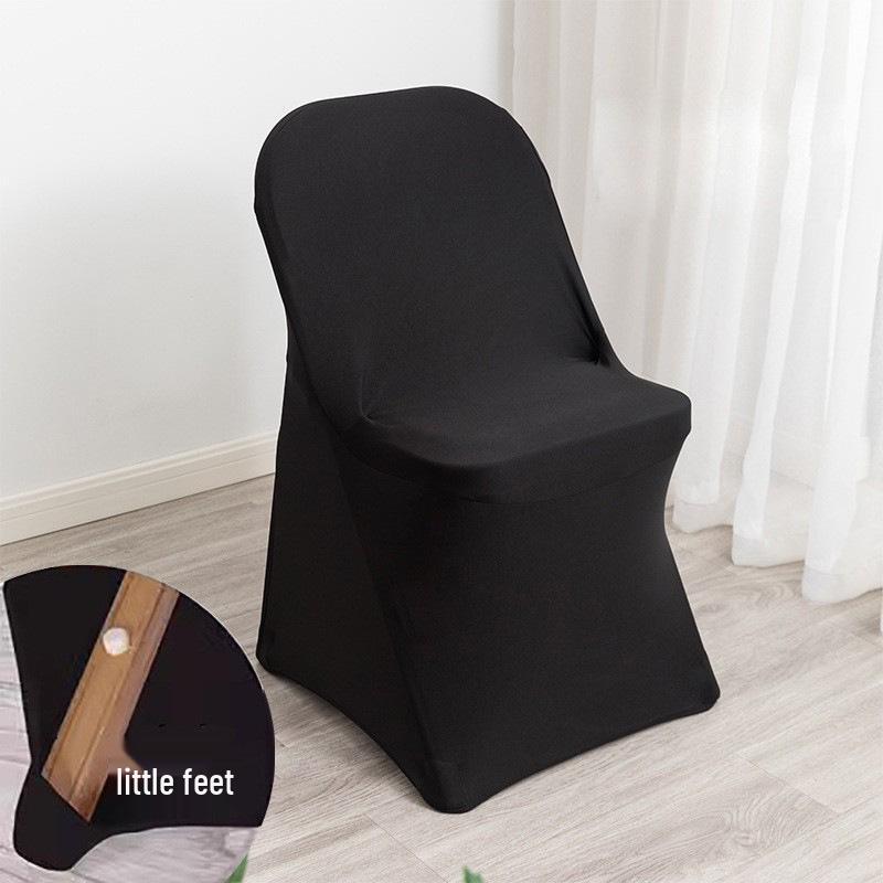 White Stretchable Folding Chair Cover for Weddings, Banquets, Hotels, and Restaurants - Dustproof & Decorative Full Coverage.