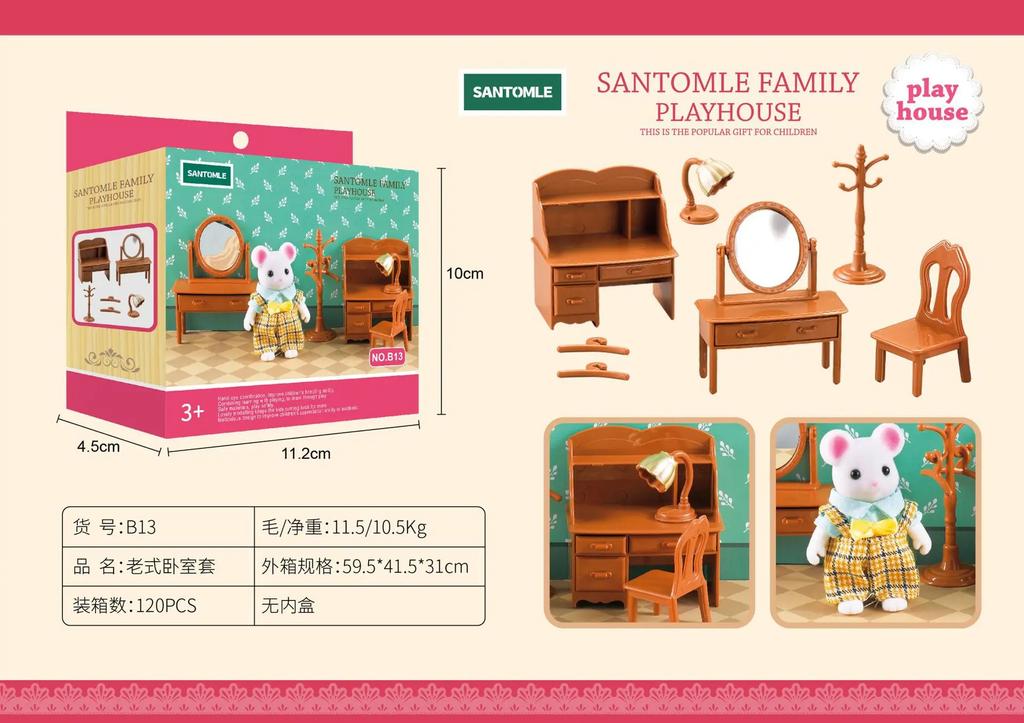 Forest Home Animal Family Mini Rabbit Villa Living Space Kitchen Sleeping Area Garden Micro Furniture Set Girl Pretend Engage With Toy Model