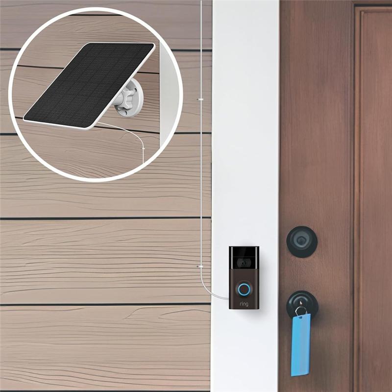 Solar Panel For Ring Doorbell, 5W Solar Panel For Ring Video Doorbell 2, Video Doorbell 3, Video Doorbell 3+-B61B