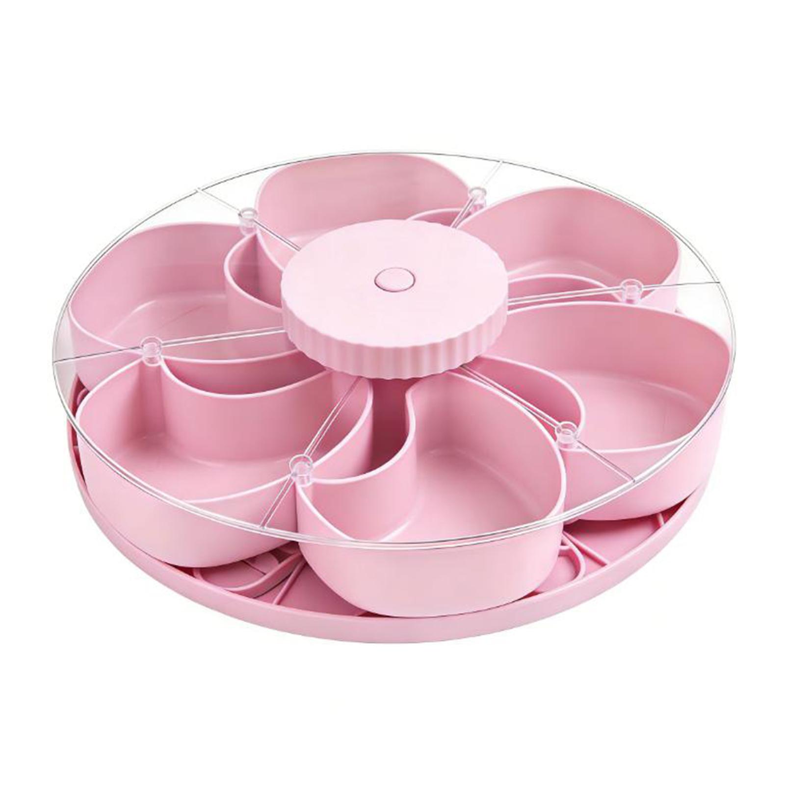 

Portable Spin Snack Organizer Box Large Capacity Divided Serving Tray Compartment Charcuterie Board w/Lids Cover for Home Party рожевий