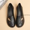 Fashion Autumn Mother Shoes 2025 Leather Middle-aged and Elderly Flat-soled Single Shoes Elderly Non-slip Soft-soled Leather Flats