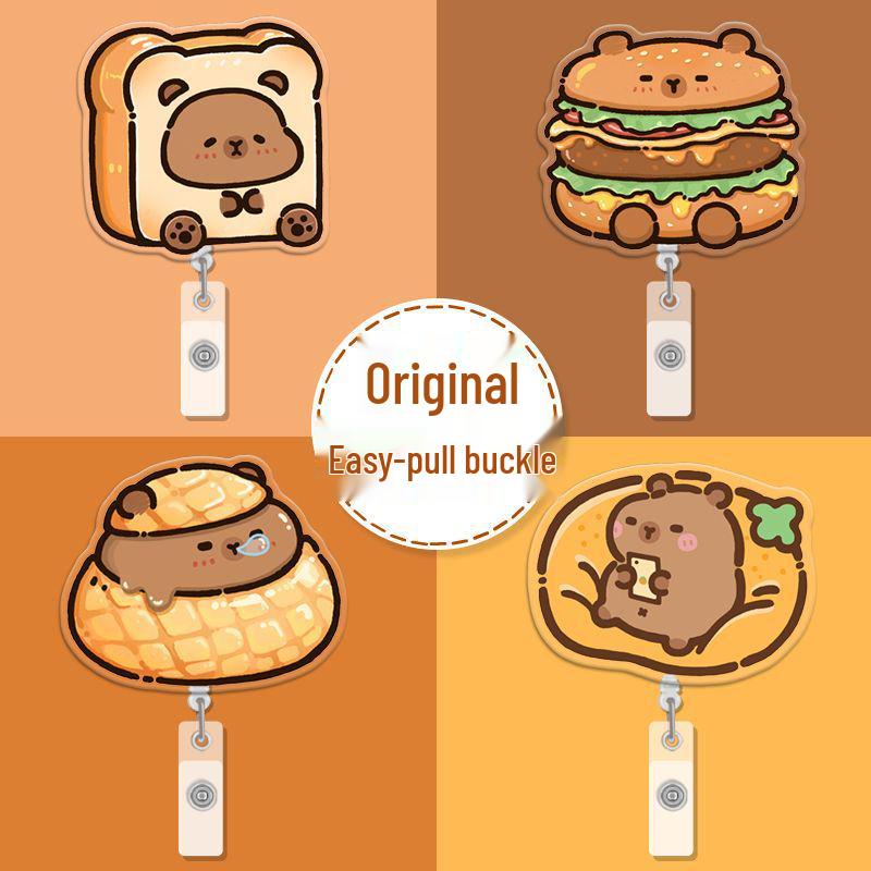 Capybara Retractable ID Card Holder for Students, Doctors & Nurses - Cute Accessory for Name Badges