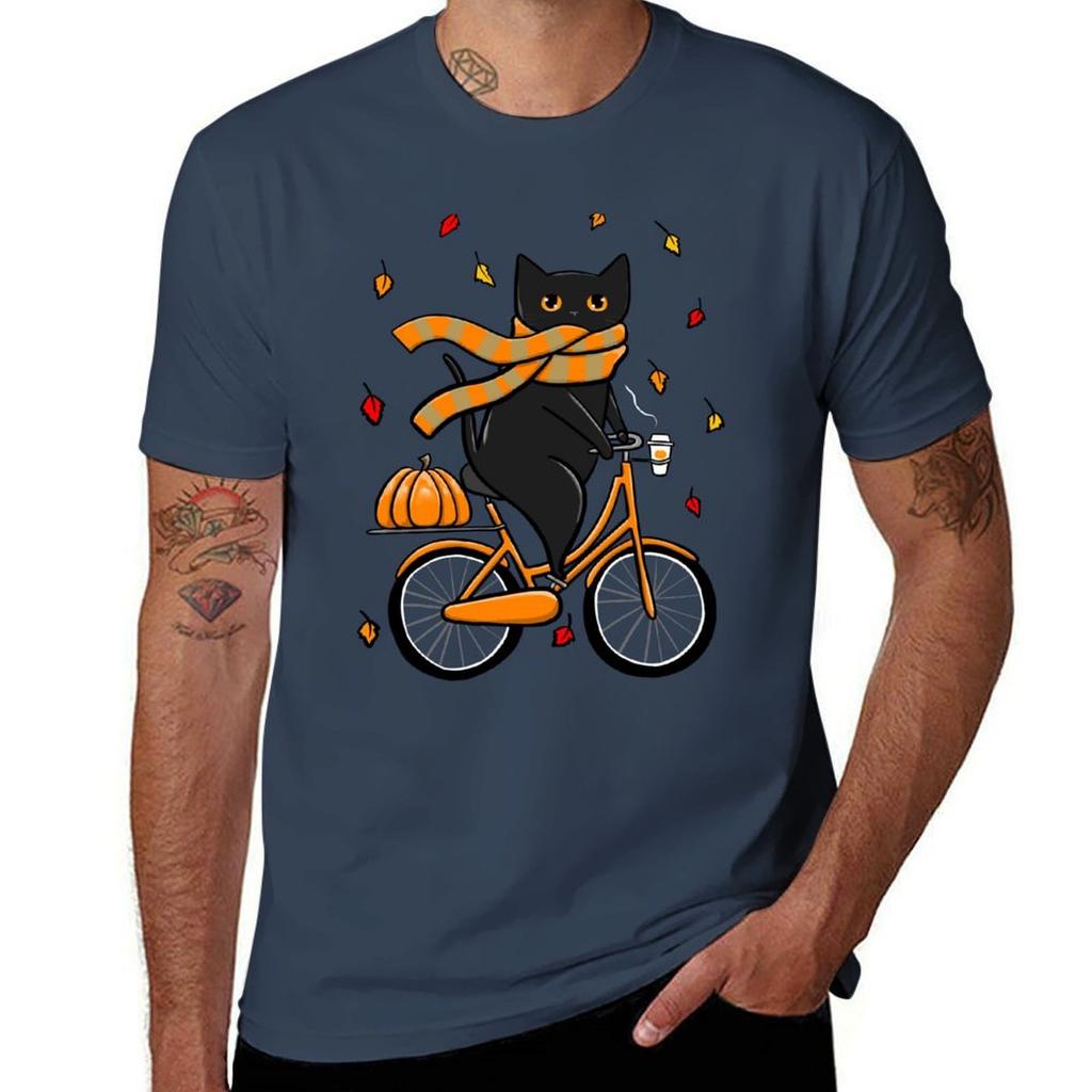 Autumn Bicycle Ride Illustration T-Shirt T Shirt Man Designer Man T Shirts for Men Casual T-Shirt