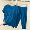 Conjunto de dos piezas de verano para mamá talla grande: Camiseta de Manga Corta y Pantalones Cortos