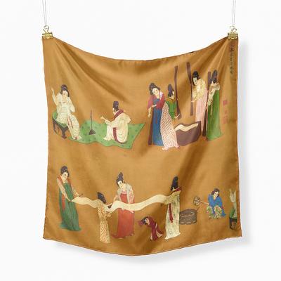 53CM Twill Silk Scarf Woman Practicing Painting Square Scarves Wraps Bandana Small Hijab Silk Foulards Tie Headband Neckerchief
