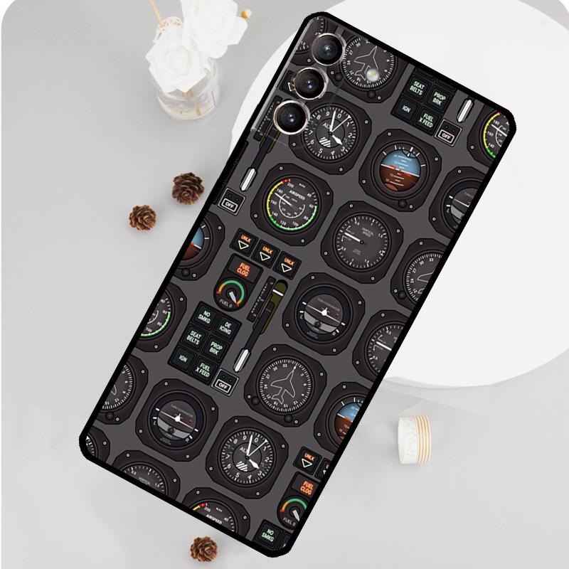 Aircraft Cockpit Dashboard Phone Case For Samsung Galaxy S25 Ultra S20 S21 S22 S23 S24 Plus S9 S10 S25 FE Funda Cover