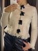 SHEIN Women's Autumn Bow Brooch Knitted Cardigan & Half Skirt Set: European-American Style.