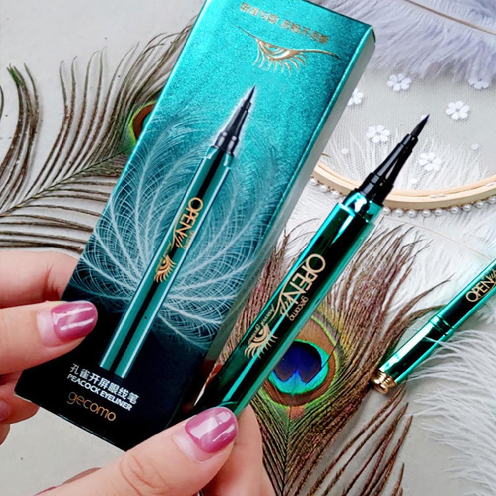GECOMO Peacock Eyeliner Pen Quick-drying Waterproof and Sweat-proof Long-lasting Beginner-friendly Makeup Eyeliner