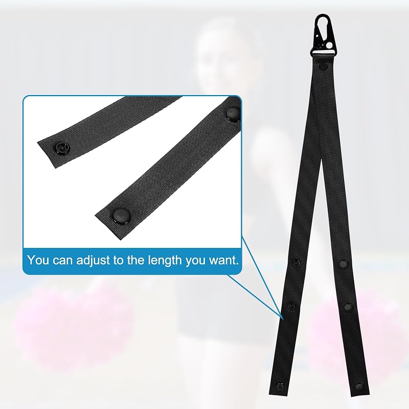 PATIKIL Backpack Cheer Pom Pom Holder, Adjustable Cheer Bow Holder, Pom Pom Strap Lanyard Storage, Cheerleading Accessory for Teen Sports, Black