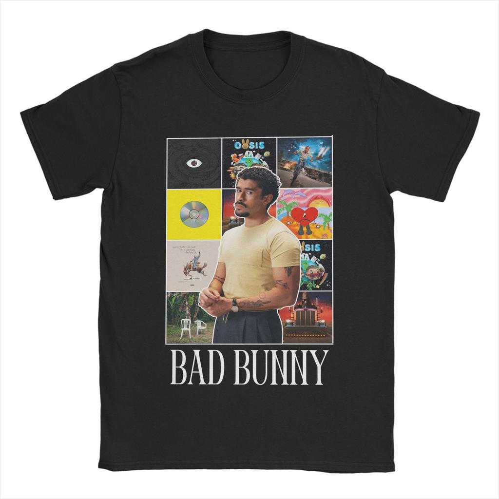Vintage Bad Bunny T Shirts Unisexs  Pure Cotton Fun TShirt Crewneck  Tees Short Sleeve Clothing Classic