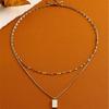 316L Stainless Steel New Fashion Jewelry Minimalism Embed Seashells 2-Layer Charm Chain Choker Necklaces Pendants For Women