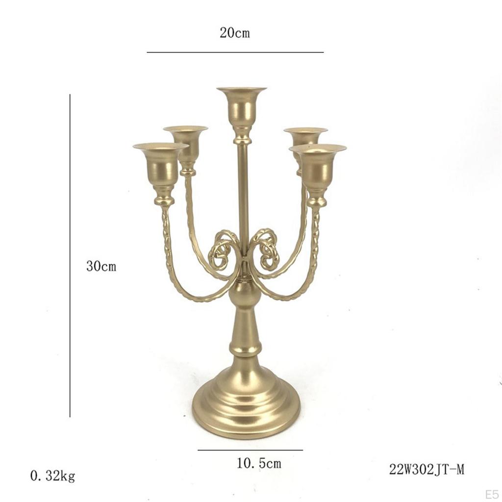 5-armiger Metallkerzenständer, Kandelaber-Ornament Mittelstück für Hochzeitsessen Bankett