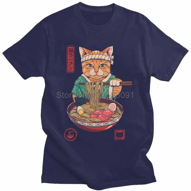 

Mens Japanese Cat TShirt Streetwear Japan Neko Ramen Cat Tshirt Short Sleeve Cool T Shirt Homme Cotton Tee Gift Idea Clothes 3XL