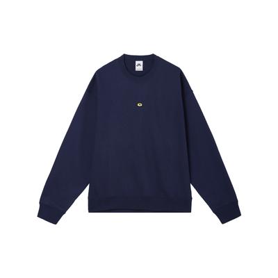 Suéter Pulóver de Cuello Redondo de Color Sólido con Logo Frontal Suéter para Hombre Azul FN2550-410