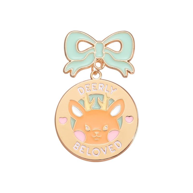 And Fun Colorful Cartoon Animal Brooch Featuring Elegant Bow Design And Versatile Alloy Construction