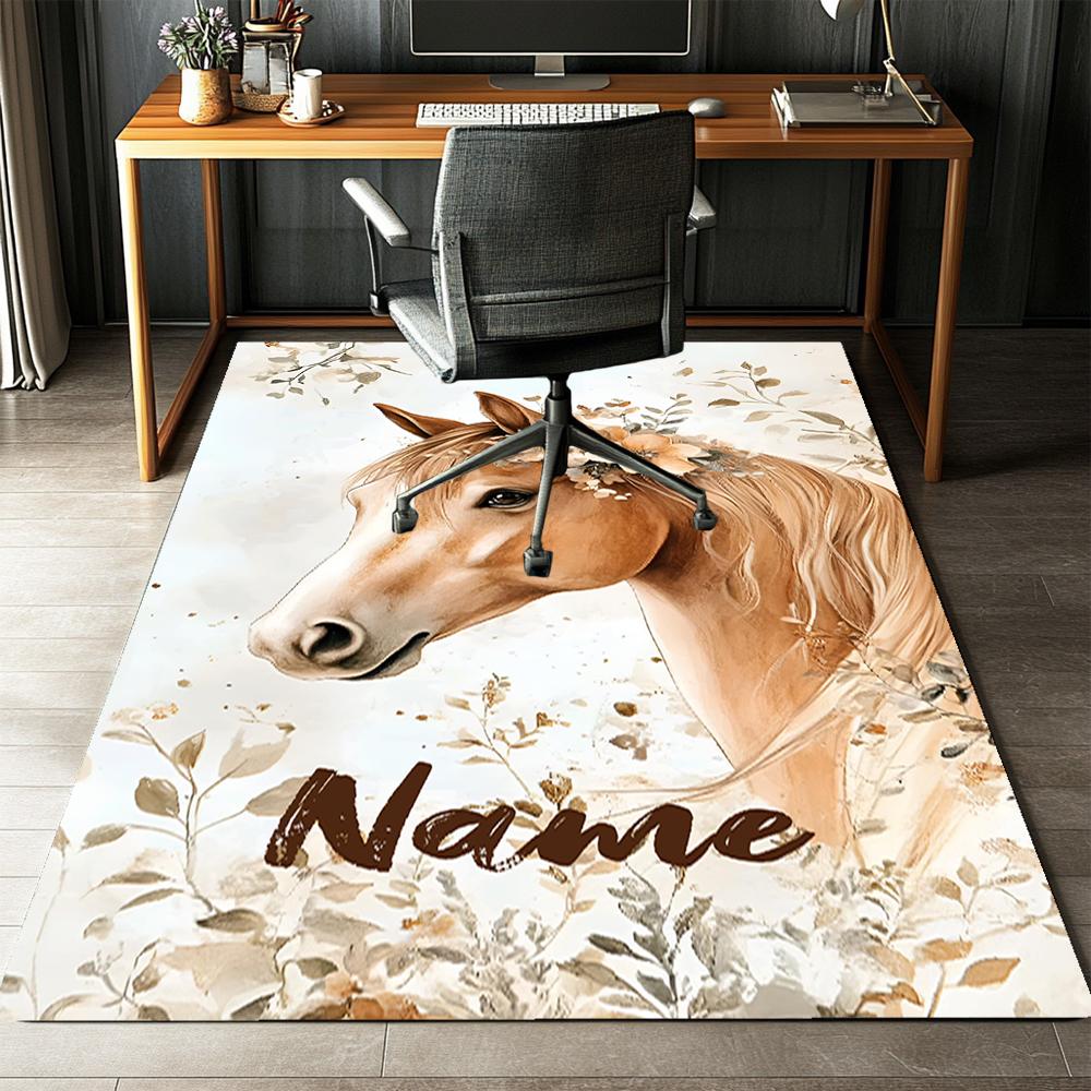 Custom Name Horse Printed Carpet,Rug for Office Chair Living Room Bedroom Kitchen Room Decor Gifts.