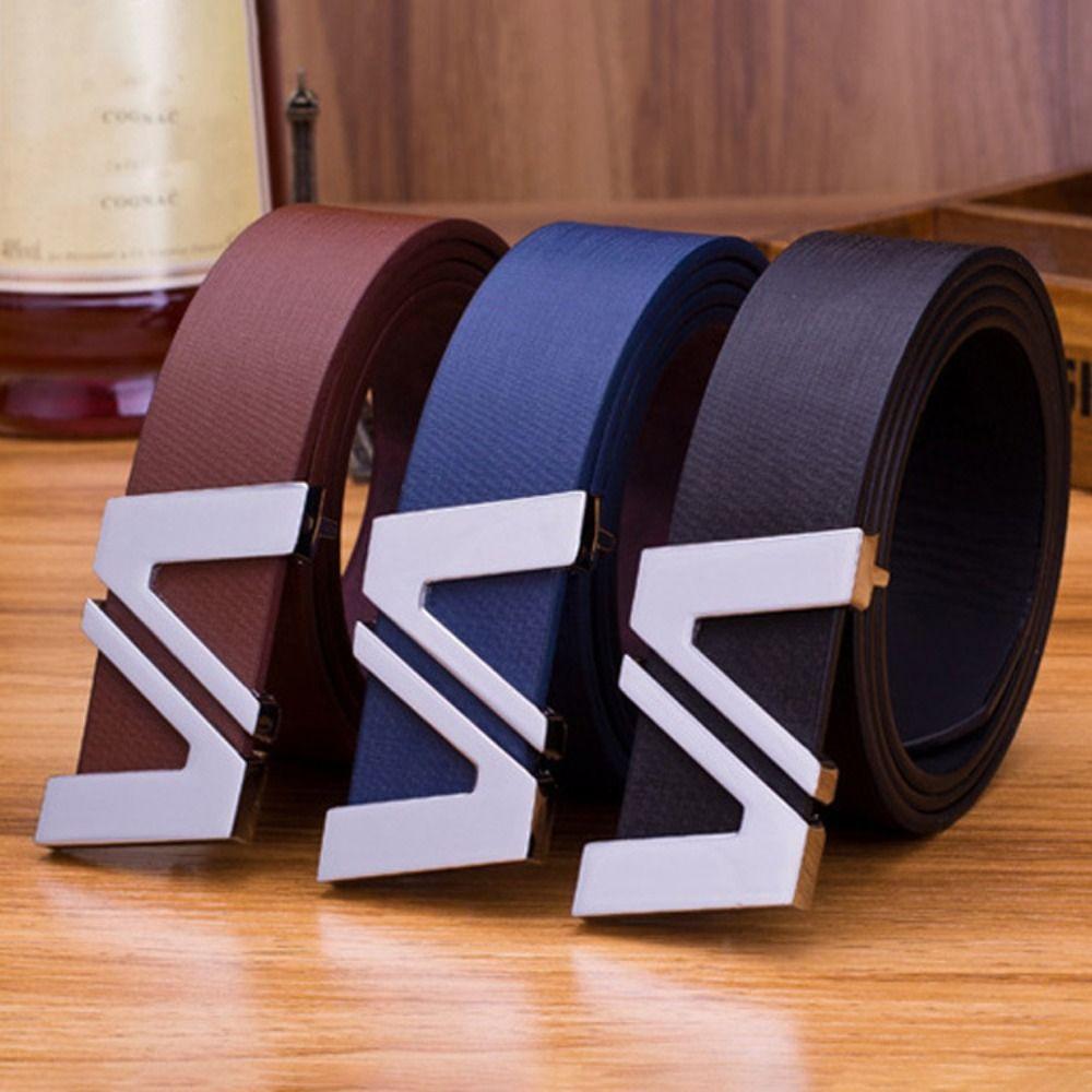 

Letter V Leather Belt Luxury Design Waist Strap Fashion Trouser Dress Belts синій