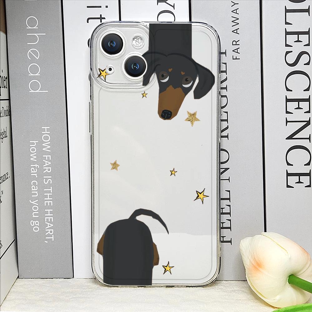 Coque de téléphone mignonne dessin animé animal chien Teckel pour IPhone 17 16 15 14 11 12 13 Pro Max 7 8 Plus 12 13 Mini X XS Max XR Housse souple