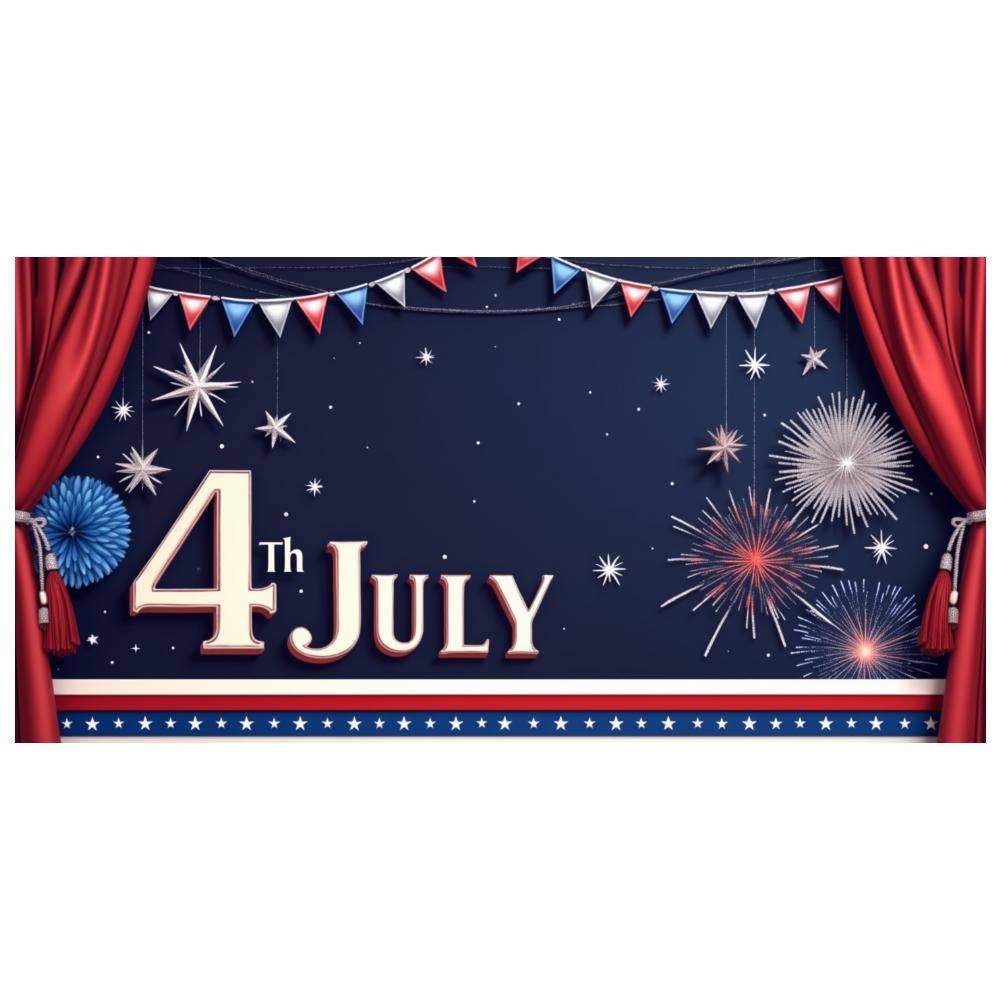 Polyester Material 4. Juli Banner Leichtes Viertes Juli Banner Feuerwerk Design Dekorative Wimpelkette für Feiertagszusammenkunft