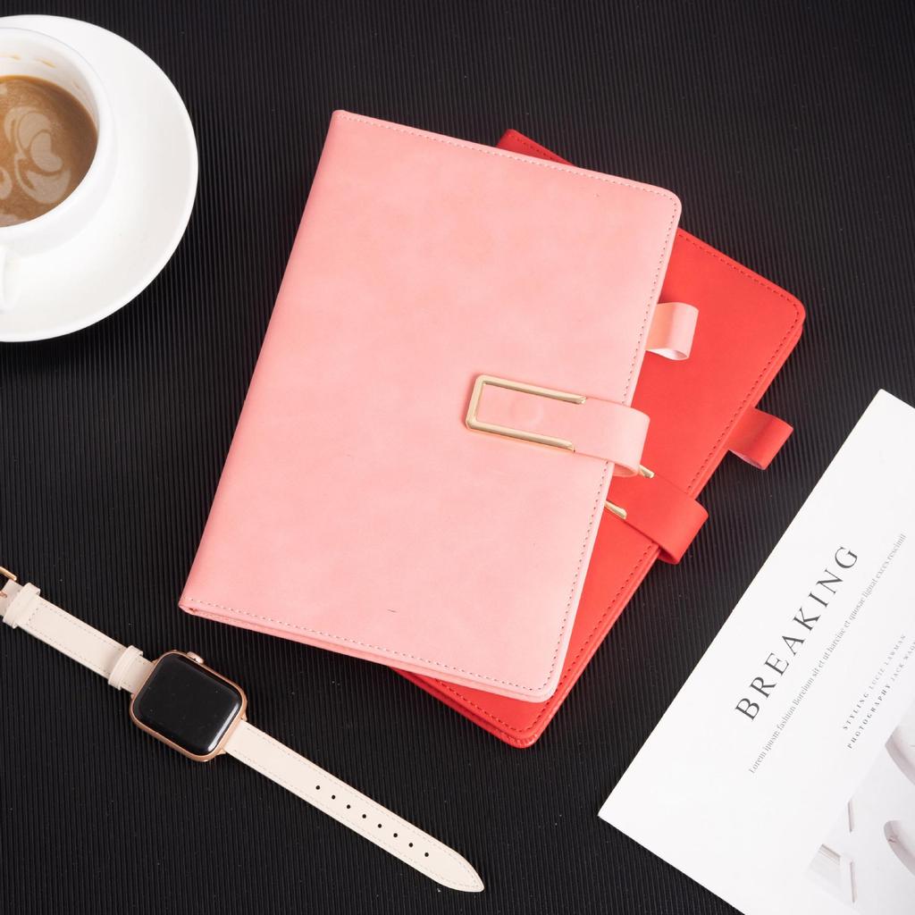 A5 Sheepskin U-Clip High-End Business Notebook with Customizable Logo and Retro PU Style.