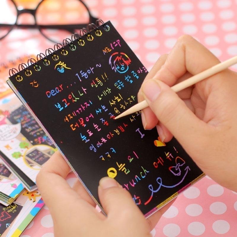 DIY Sketchbook Scratch Stickers Notepad Figure Painters Children Gift Toys Creative Imagination Office
