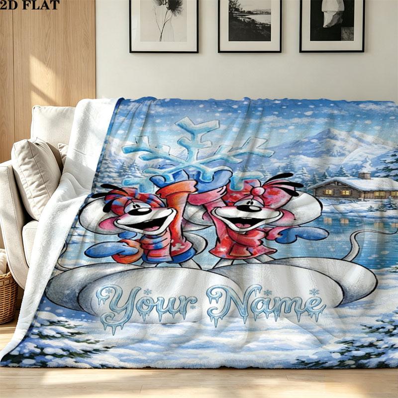 1PC Diddl Custom Name Patterned Flannel Blanket Suitable For All Seasons for Home Decor Warmth and Comfort Gifts Holiday Present
