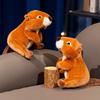 New Simulation Sitting Beaver Plush Doll Cartoon Fluffy Beaver Toy For Children Lovely Birthday Christmas Gift Doll Room Decor