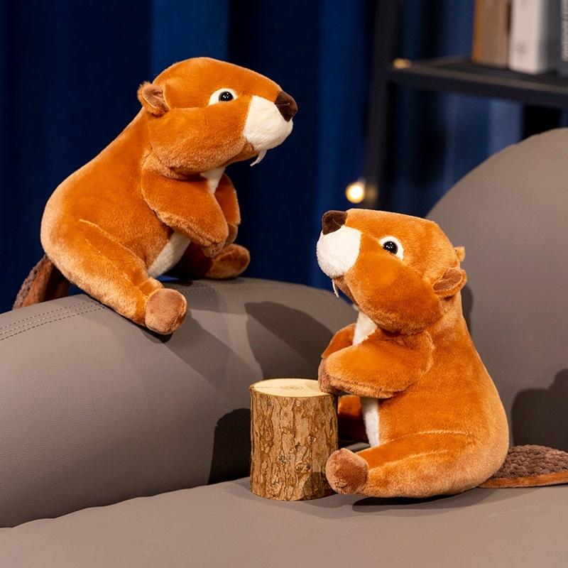 New Simulation Sitting Beaver Plush Doll Cartoon Fluffy Beaver Toy For Children Lovely Birthday Christmas Gift Doll Room Decor