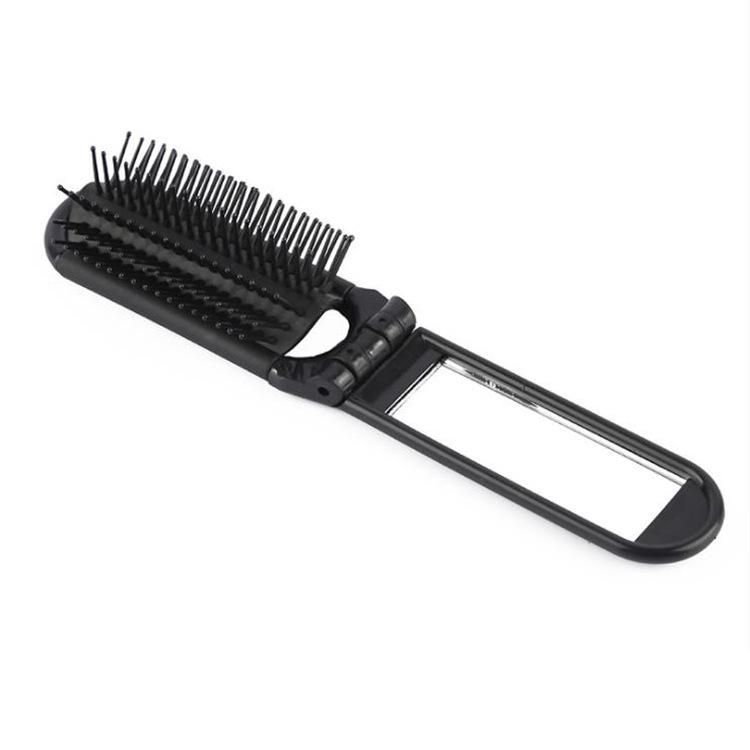 Portable Folding Mirror & Massage Comb for Girls - Travel-Friendly Hair & Makeup Accessory