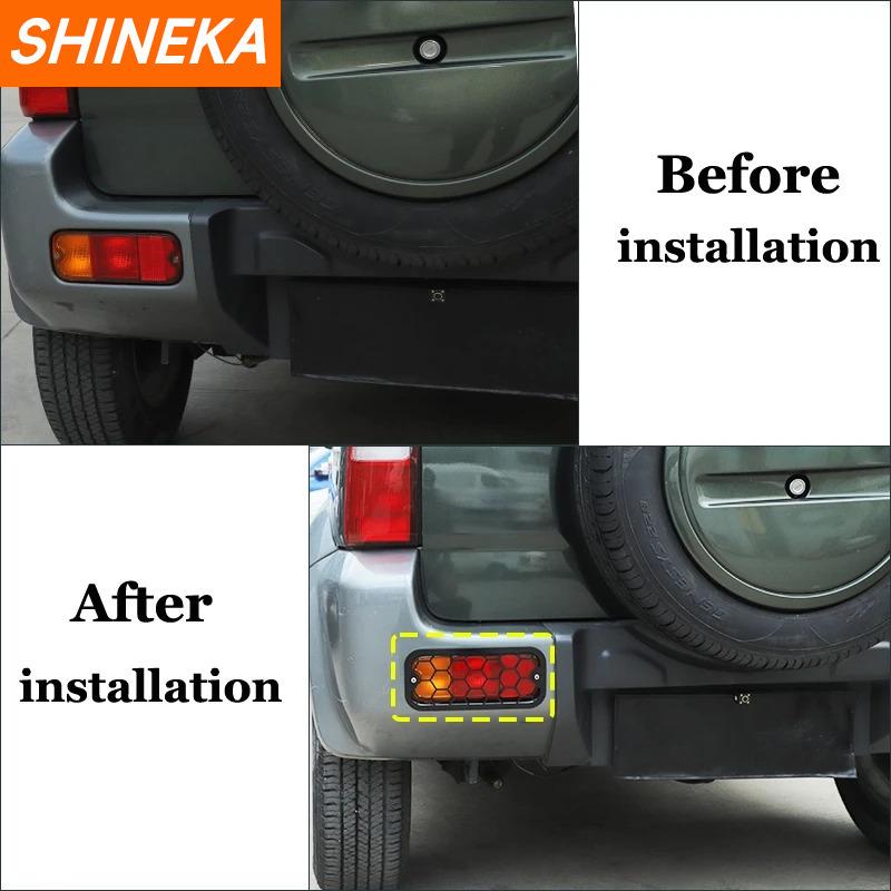 SHINEKA Lamp Hoods For Suzuki Jimny 2007-2017 Car Rear Bumper Fog Lamp Light Trim Cover Rear Fog Light Decoration Accessories
