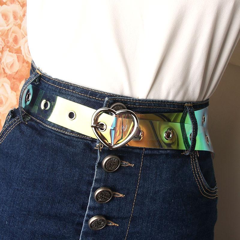 Women's Belt Korean Style Air-eye Girls' Decorative Belt Peach Heart Buckle Fashionable Versatile Trousers