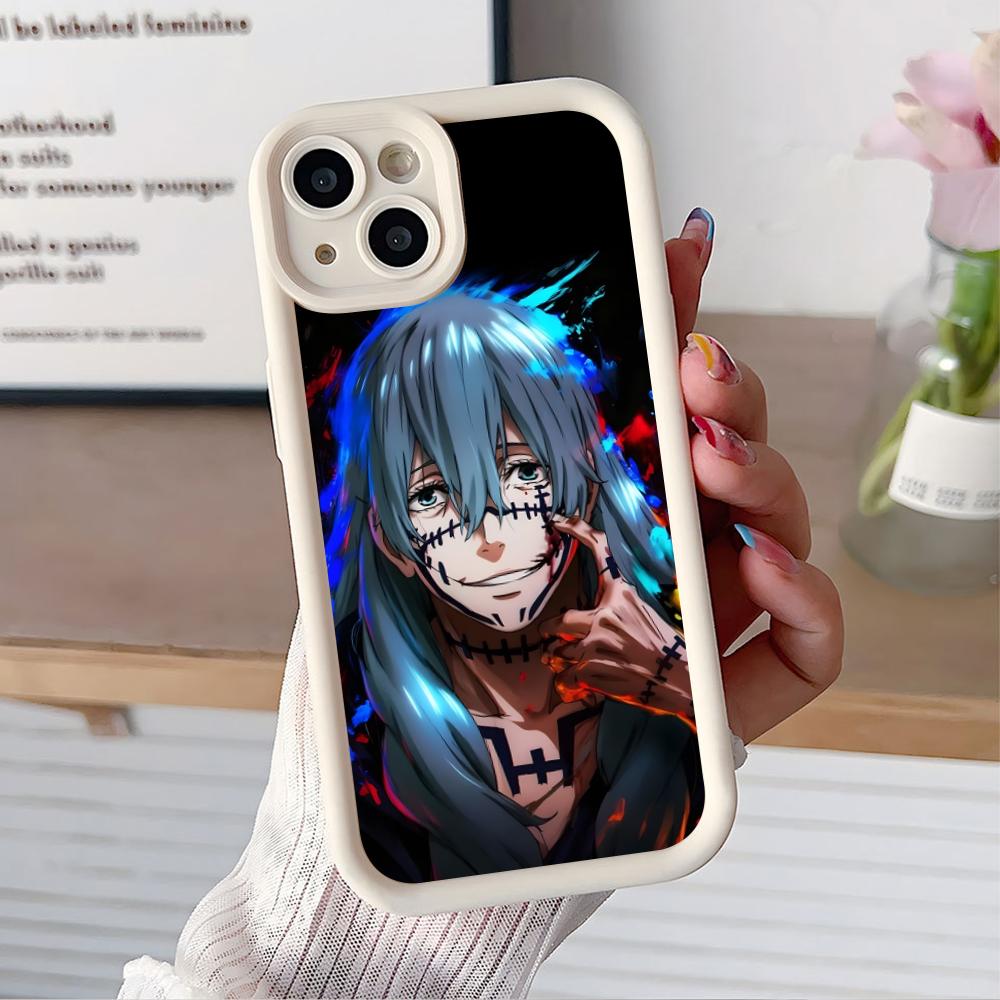 

JJK Mahito Phone Case for iPhone 17 16 15 14 13 12 11 Air Pro Max Plus White Soft TPU Shockproof Cover iPhone 11 Pro