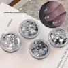 Super Flash Silver Sequin Nail Art - Korean Ins Style Star & Heart Glitter Decorations