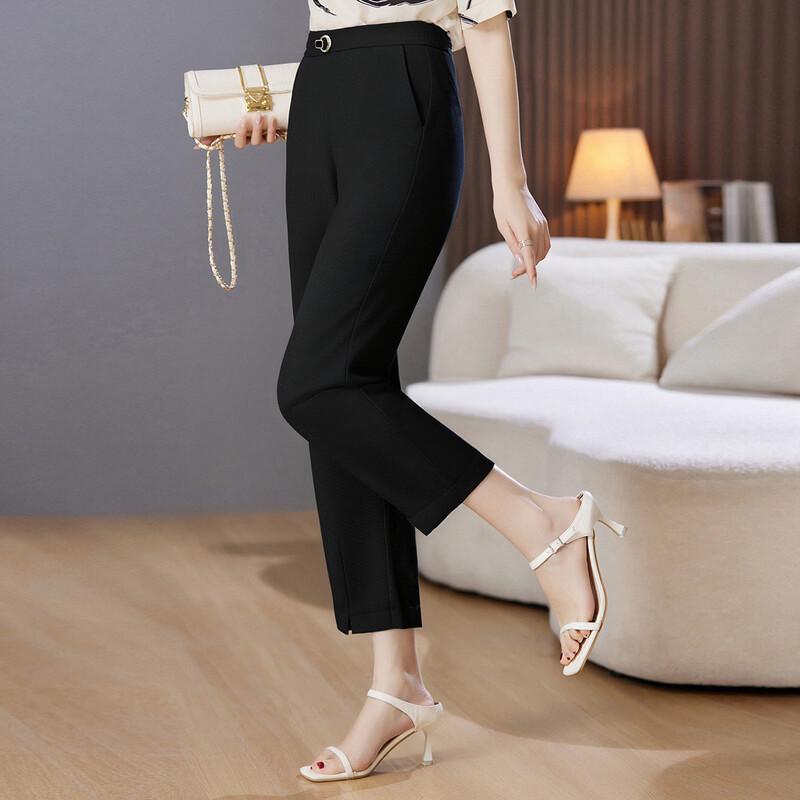 Paster Women's Casual Straight-Leg Cropped Pants