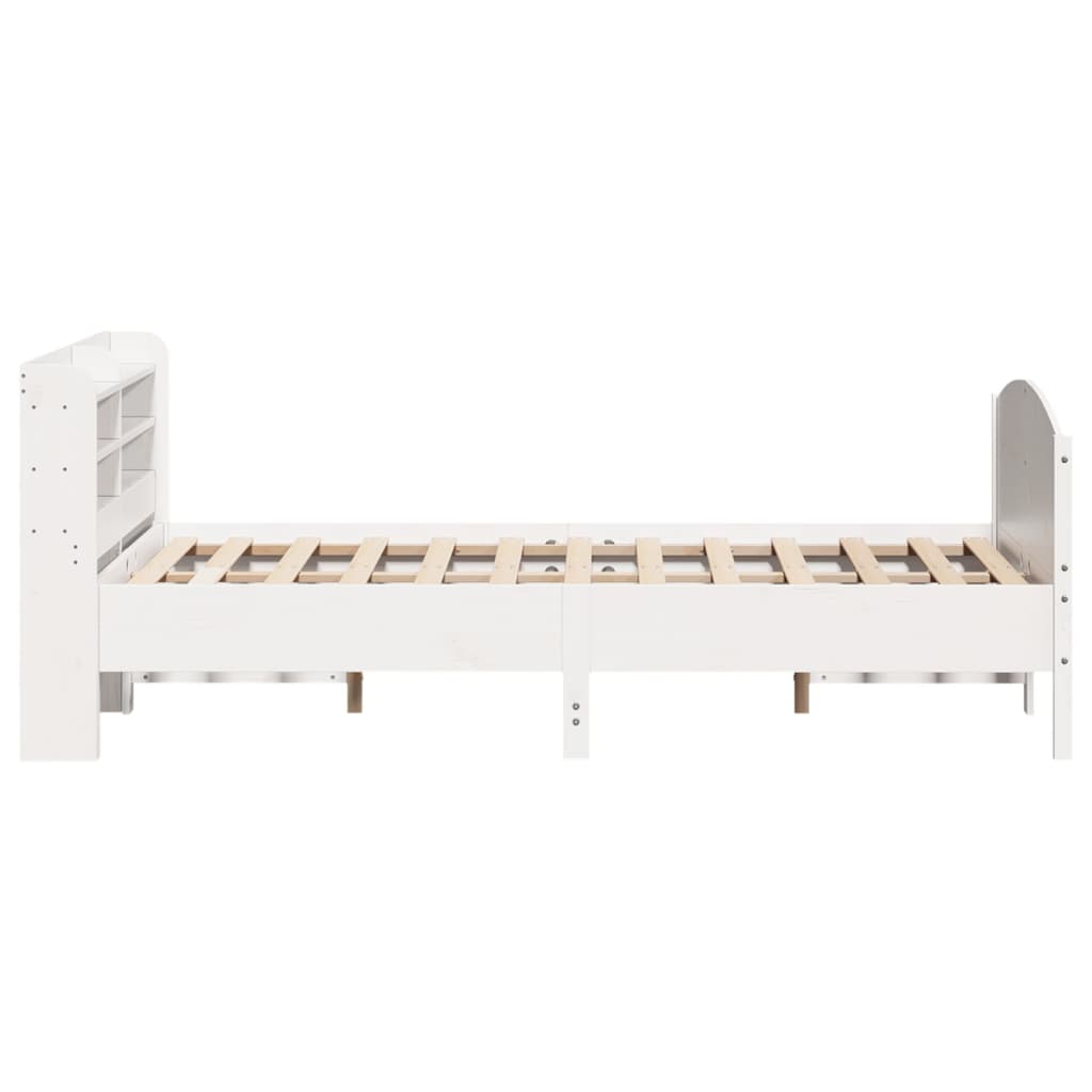 Vidaxl Rama Łóżka Bez Materaca, Biała, 135X190 Cm, Lite Drewno Sosnowe