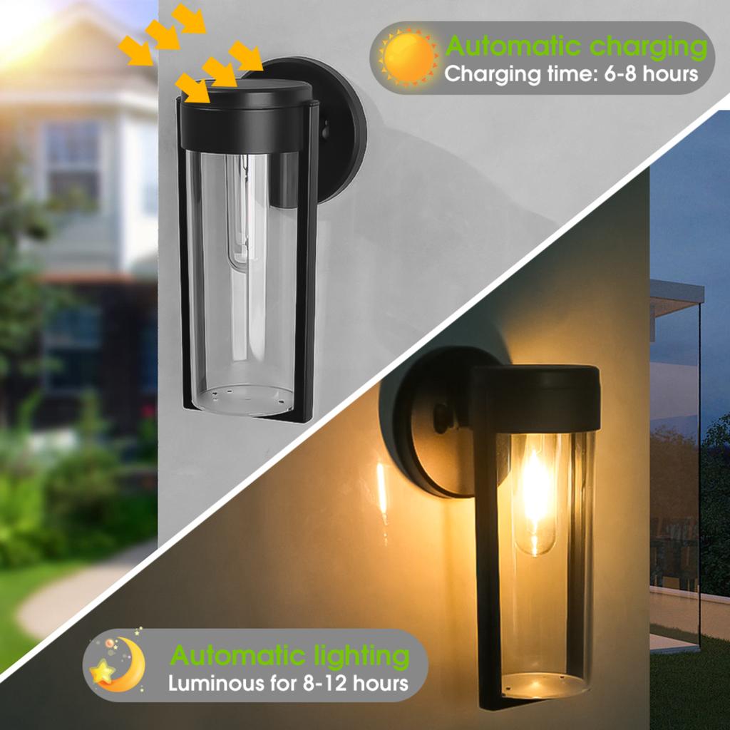 New Waterproof Outdoor LED Solar Wall Lights for Balcony, Garden, Corridor, and Porch Decorative Lighting, Tungsten Hanging Lamp