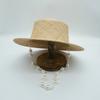 Internet Celebrities With The Same French Celebrity Retro Elegant Pearl Chain Treasure Grass Flat Top Top Hat Women'S Summer Sunshade Vacation