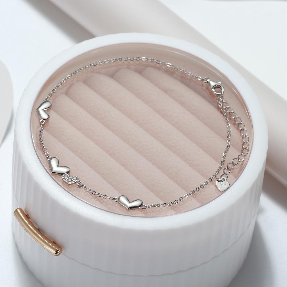 Jewellery S925 Sterling Silver Anklet Love Legs 4A Zirconia Adjustable