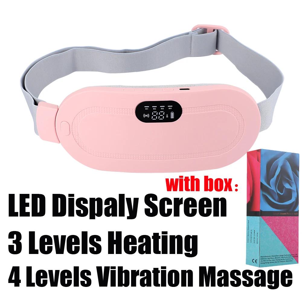 Womens Period Cramp Massager with Heat 5 Vibration Modes Menstrual Pain Relief Rechargeable Heating Belt for Stomach Waist