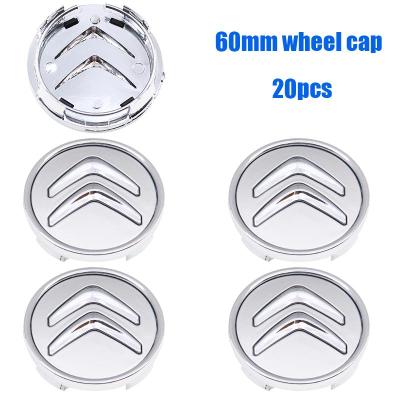 20pcs 60mm Citroen 3D Logo Car Emblem Wheel Center Hub Cap Auto Rim Refit Dust-proof Badge Covers Sticker Styling Accessories