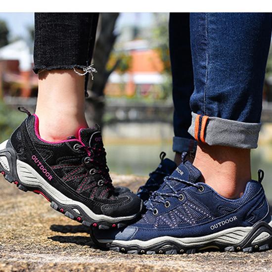 Large Outdoor Hiking Shoes for Couples, Spring and Summer Sports Shoes, Men's and Women's Mesh Fabric Anti Slip Travel Off-road Shoes