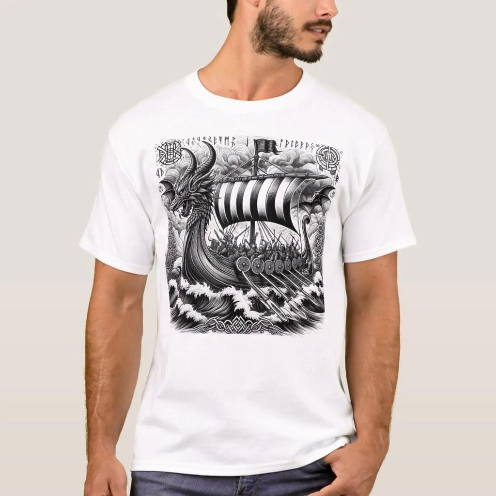 Viking Design T Shirt Vintage Soft Homme Unisex Designer Clothes Breathable Slightly Stretched Comfortable Fashion