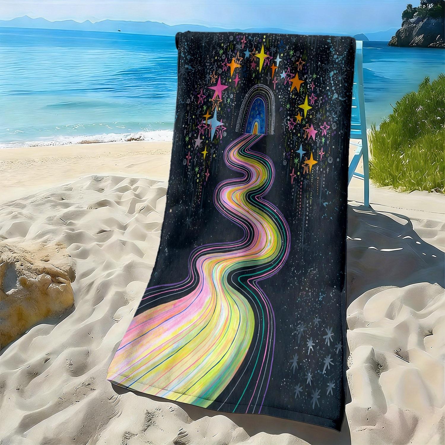 

Fantasy starry sky tunnel pattern polyester microfiber beach towel is highly absorbent, suitable for swimming and beach outings W40*H60(CM)