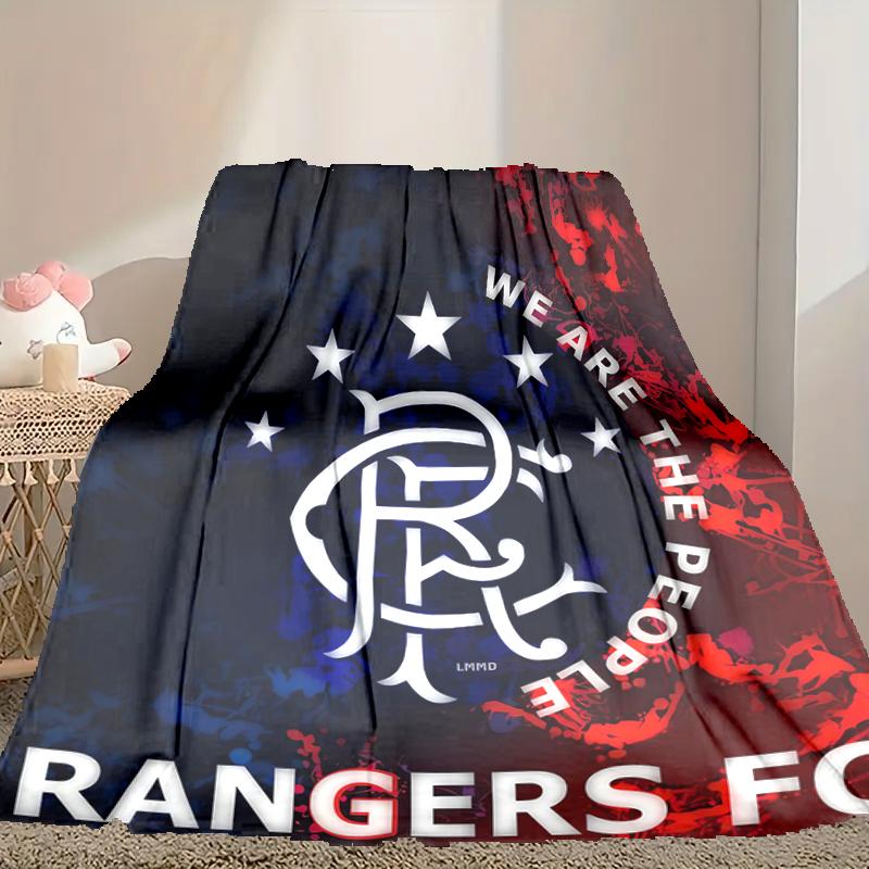 [1pc Rangers FC Blanket] All-Season Blanket - Cozy Blanket for Sofa Couch Home Decoration, Digital Printed Nap Blanket