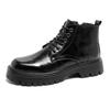 Men Italian Style Streetwear High Top Casual Platform Thick Sole Leather Shoes Male Business Fashion Dress Wedding Leather Shoe