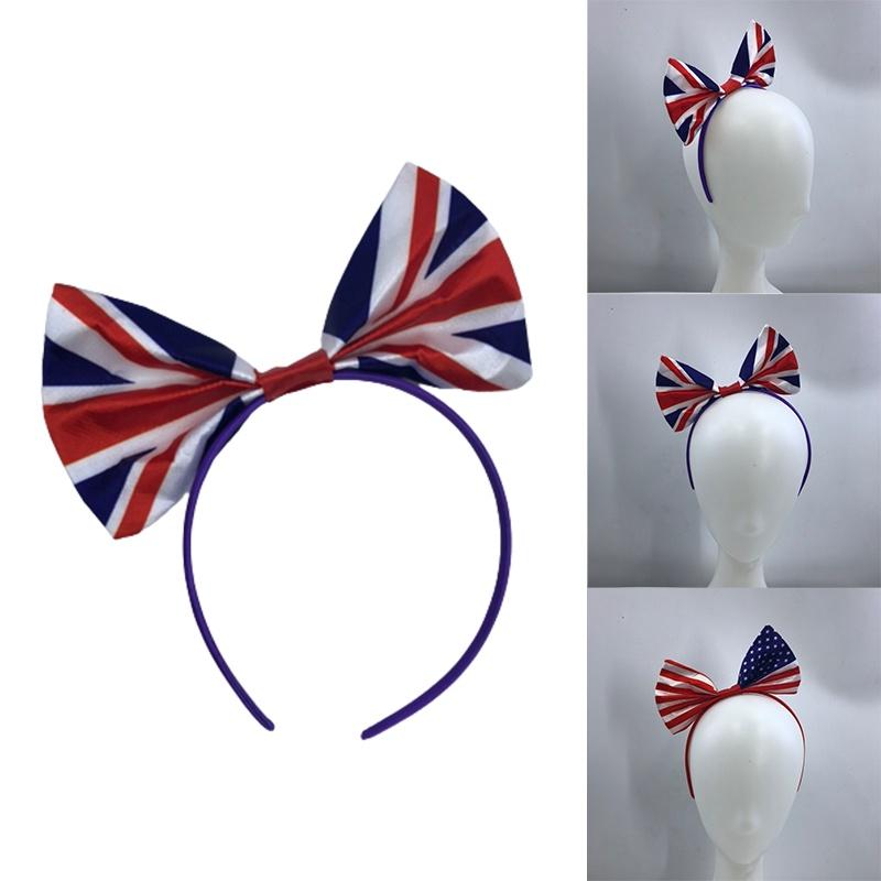 Usa/england Fan Bow Headwear Football Club Supporter Plaid Unisex Accessory