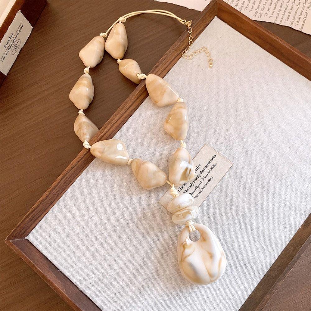 Geometric Acrylic Necklace Oval Sweater Chain Vintage Geometric Necklace Vintage Style