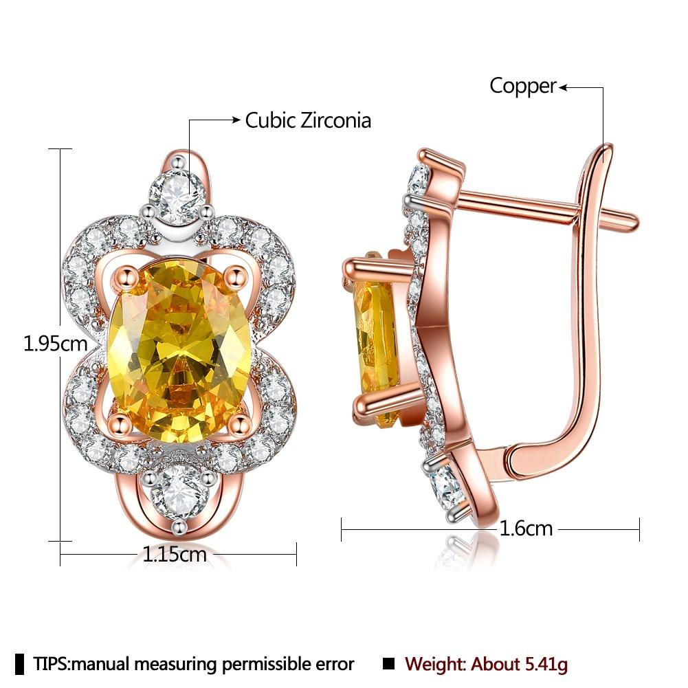 Vintage Rose Gold Separation 8-figure Garland  Yellow Zirconium Clip Earrings