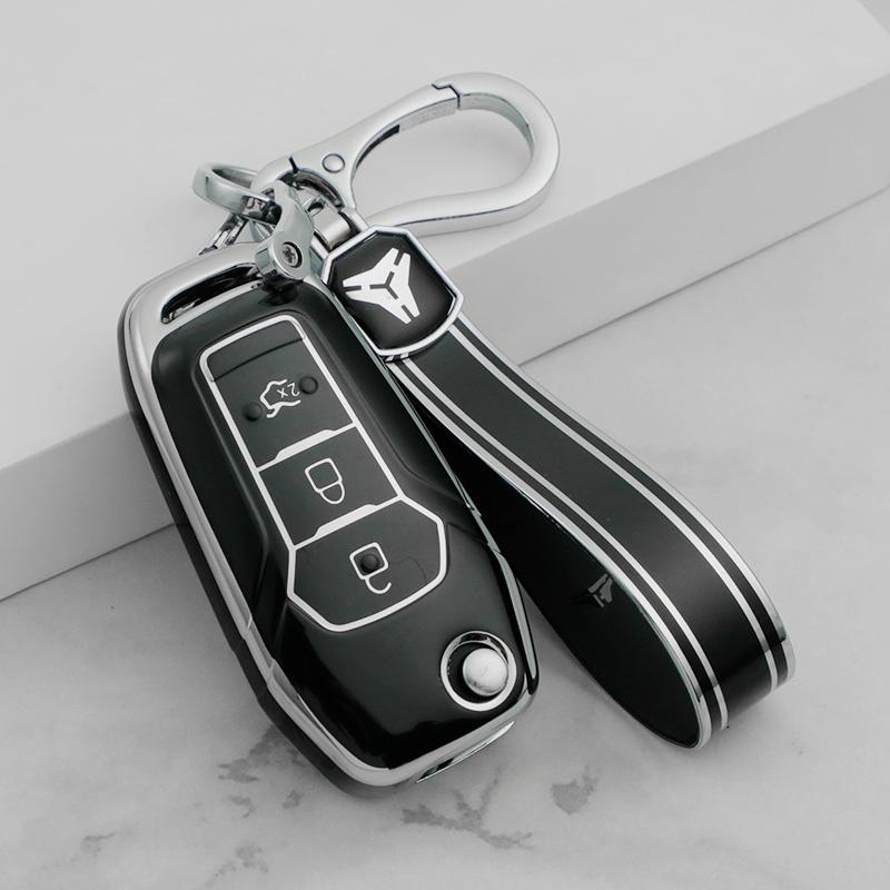 3 Bottons Silver Tpu Auto Key Fob Cover Case Fit For Ford Fusion Fiesta Mondeo Ecosport Kuga Escort Everest Ranger F-150 F150 Auto Accessories