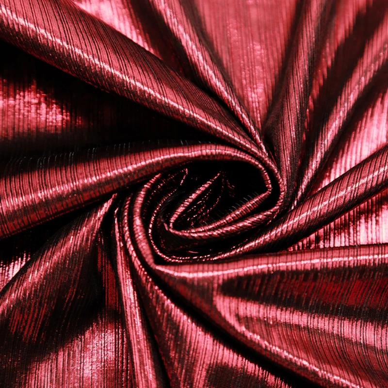 100/300/500cm Metallic Stamping Silver Shiny Fabric Bright Silky Fabric for Diy Sewing Dress Dance Stage Performance Clothes